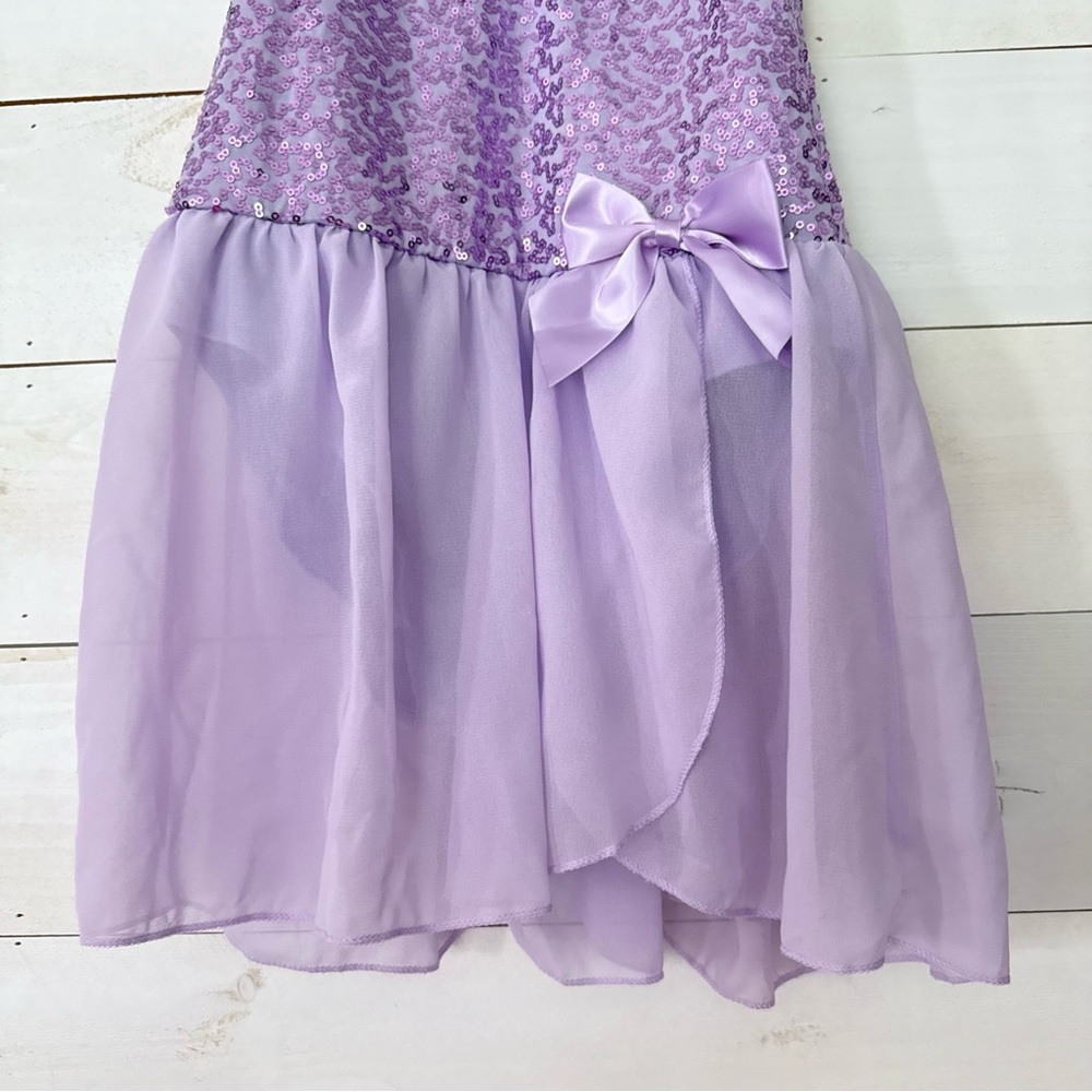 Lilac Sequin Kids Dance Costume Dress Girls Size‎ XL - Picture 3 of 6